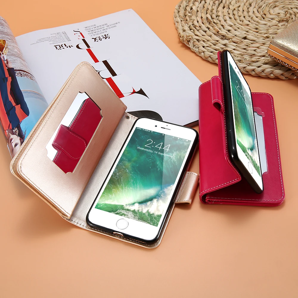 KISSCASE кошелек флип чехол для телефона iPhone7 8 6 6s Plus 5 5S SE PU кожаный iPhone 7 зеркальный