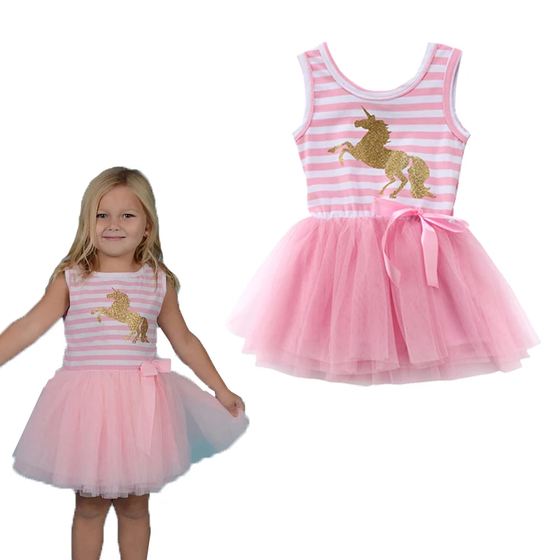 

2019 New Styles Toddler Unicorn Baby Girl Dress Princess Party Baby Dress Tulle Tutu Dress