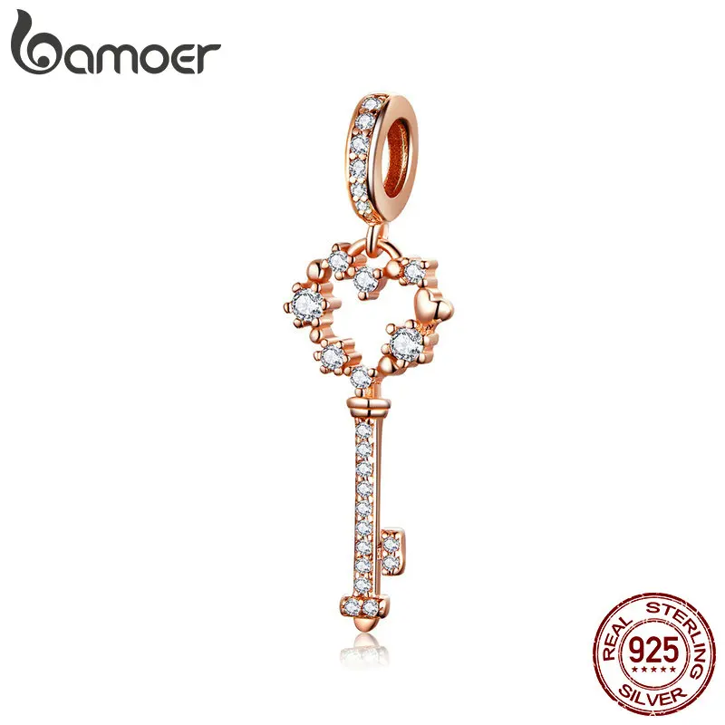 BAMOER, 925 пробы, серебро, Сияющая Звезда, подвеска в форме ключа, подвески, подходят для женщин, браслеты и ожерелья, роскошные ювелирные изделия SCC1122