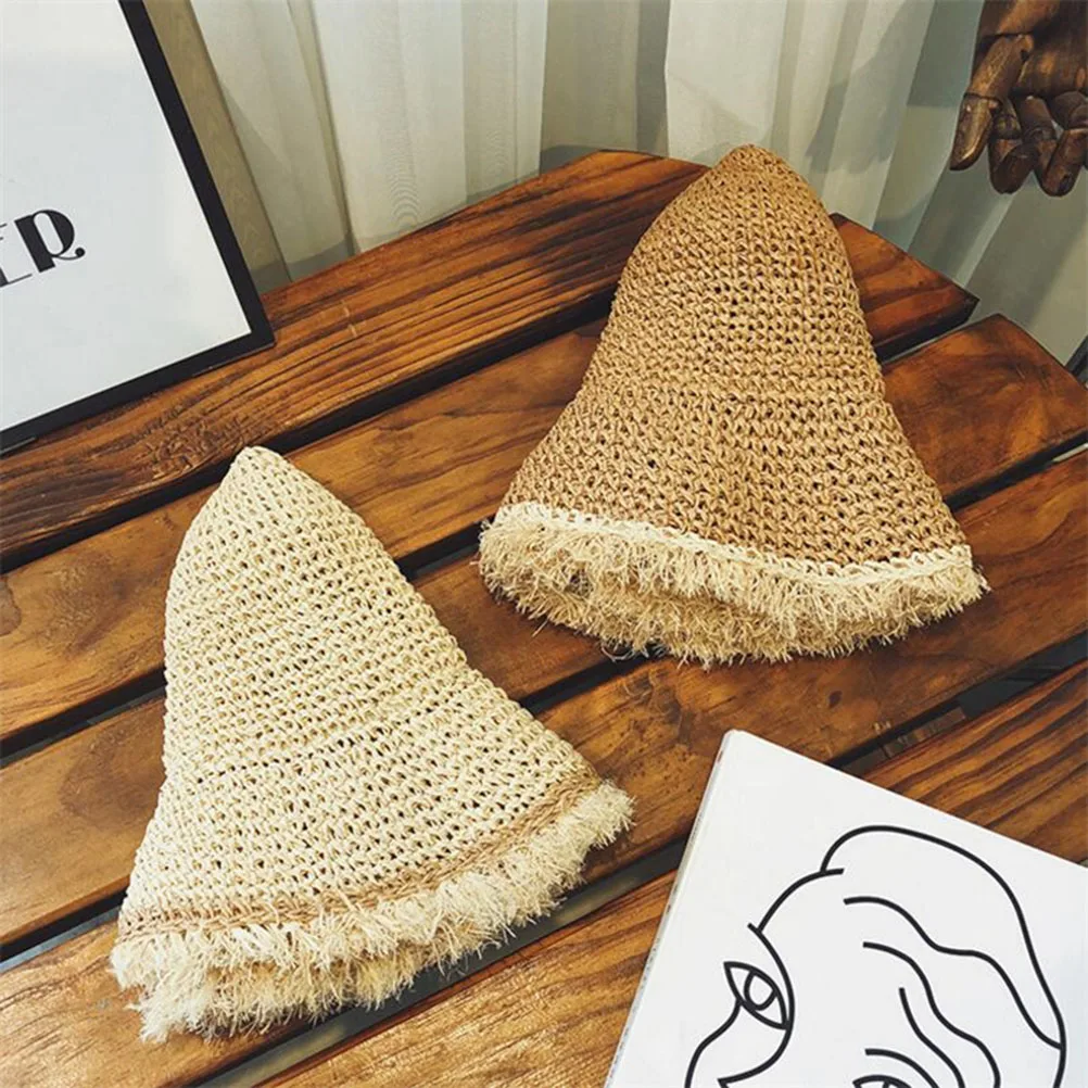 Women Straw Hat Wide Brim Fashion Outdoor Foldable Summer Beach Cap Bucket for Lady Adult | Аксессуары для одежды