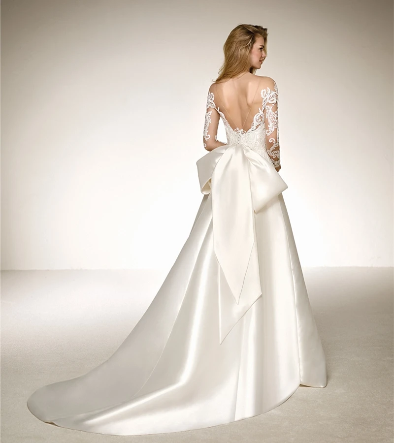 Wedding Dress 2019 Long Sleeve Lace Sexy See Through Satin Bridal Plus Size Vestido De Noiva | Свадьбы и торжества