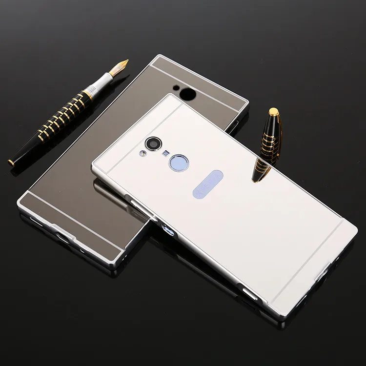 Чехол для Sony XA2 Ultra металлический бампер с зеркальной задней крышкой Жесткий Xperia