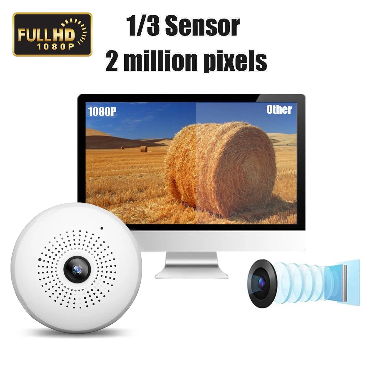 Панорамная 3D лампа Беспроводная IP камера WiFi 1080P HD рыбий глаз домашняя камера безопасности 360 градусов ночного видения сильная функция
