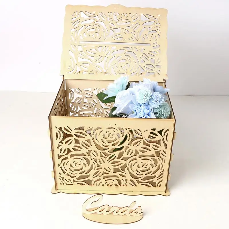 11 Design DIY Wedding Gift Card Box Wooden Money with Lock Beautiful Decoration Supplies for Birthday Party Dropship | Дом и сад