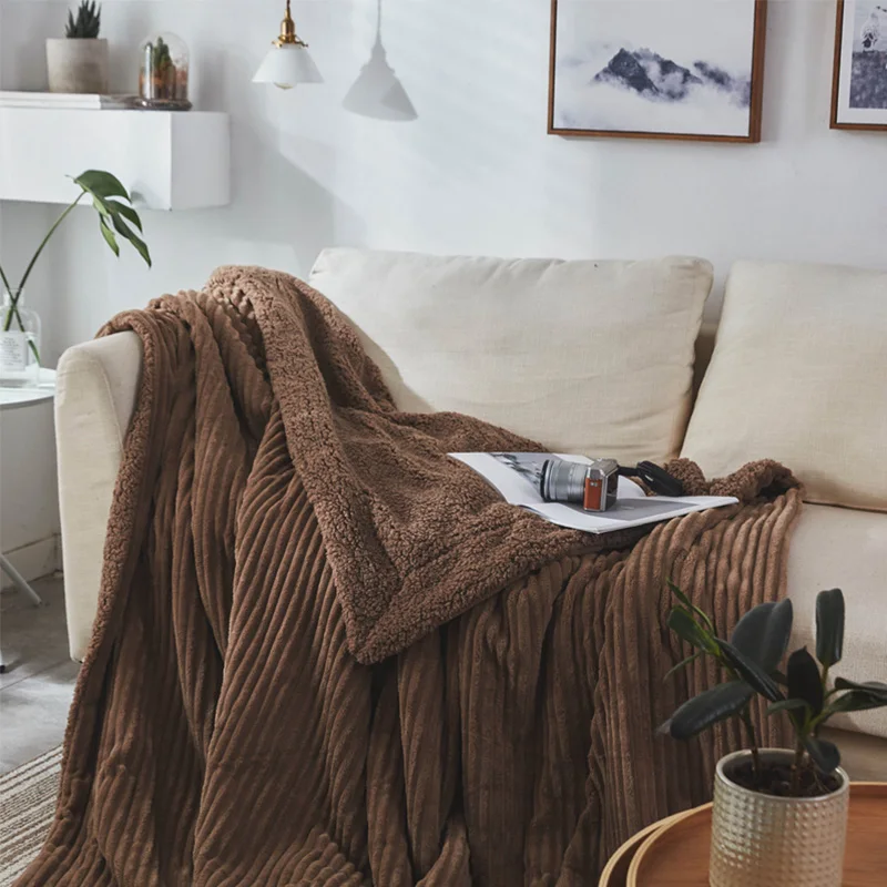Winter Wool Velvet Blanket Ferret Cashmere Warm Blankets Fleece Super Soft Throw On Sofa Bed | Дом и сад