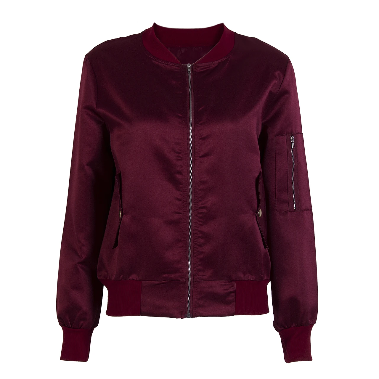 

Ladies Women Long Sleeve Zipper Shiny Jacket Short Coat Casual Outerwear coat female jacket