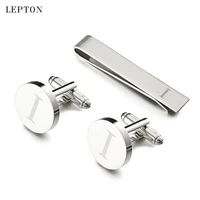 lepton letters cufflinks tie clips set silver color letters of an alphabet i cufflinks for mens shirt cuffs cufflink gemelos