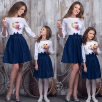 newest mother and daughter family matching dresses parent child clotehs baby girl formal dress cotton clothes outfits