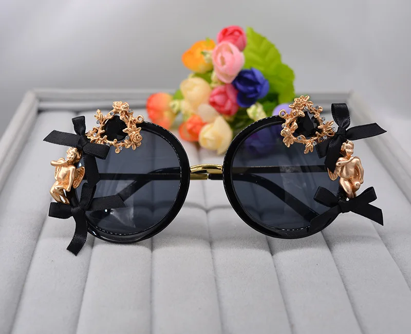 Очки солнцезащитные женские в круглой оправе брендовые дизайнерские солнечные