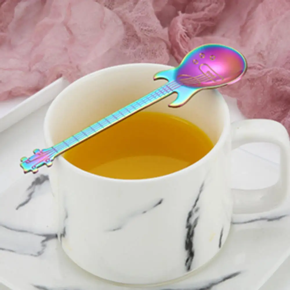 1 шт. ложка из нержавеющей стали с рисунком гитары креативная молочная кофейная