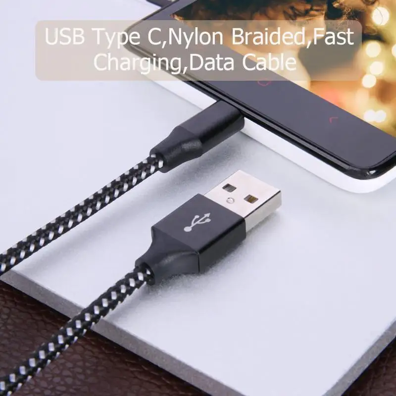 Черный и белый смешанный кабель Micro USB нейлоновый плетеный для передачи данных Быстрый провод быстрого