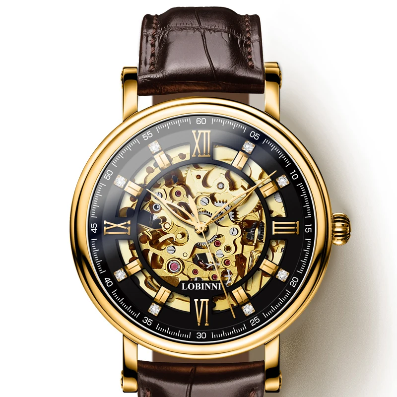 

Switzerland Luxury Brand LOBINNI Japan MIYOTA 8N24 Automatic Mechanical Men's Watches Skeleton Sapphire Waterproof Clock L9010-2