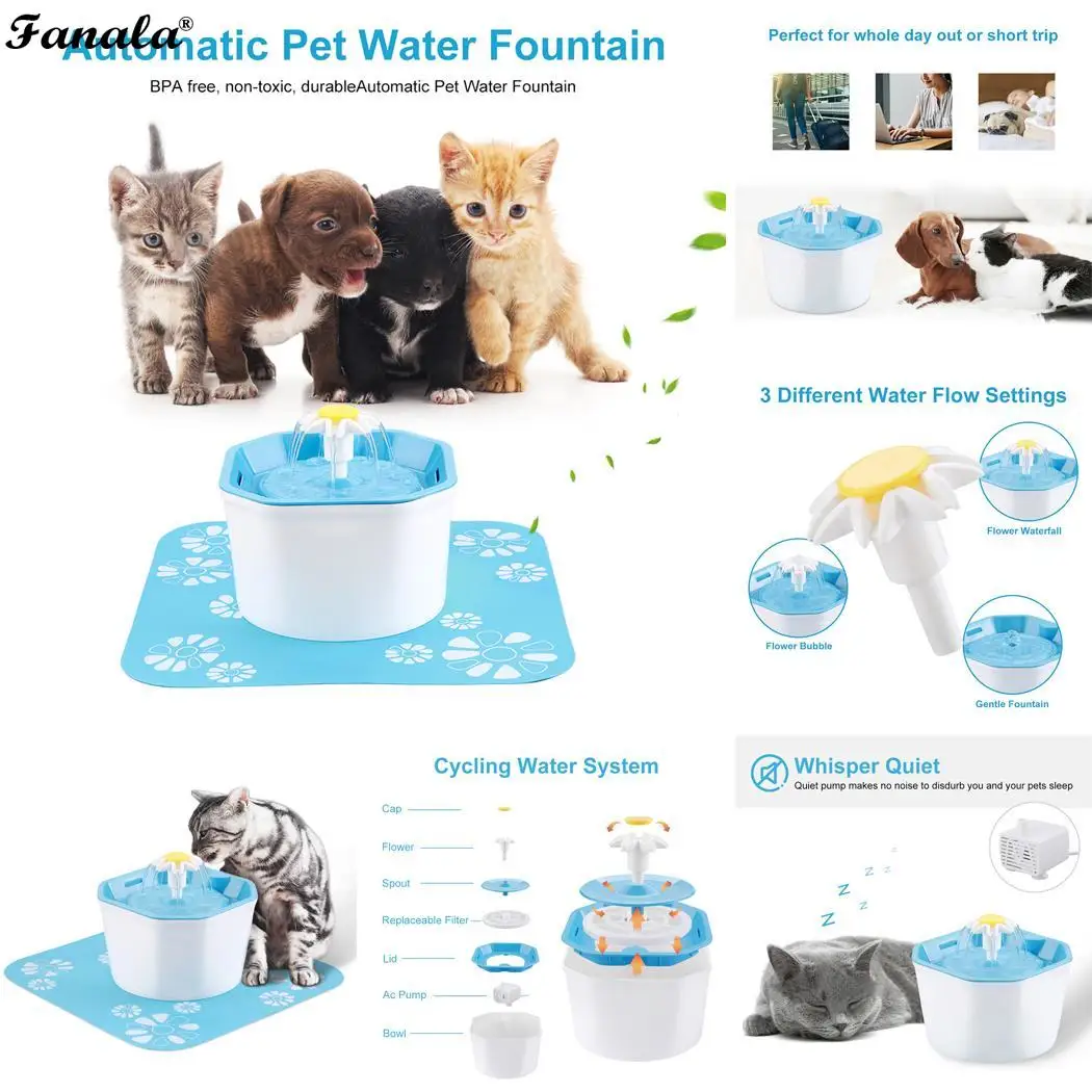 Фото Прочный практичный автоматический фонтан для домашних животных 1.6л бытовой воды