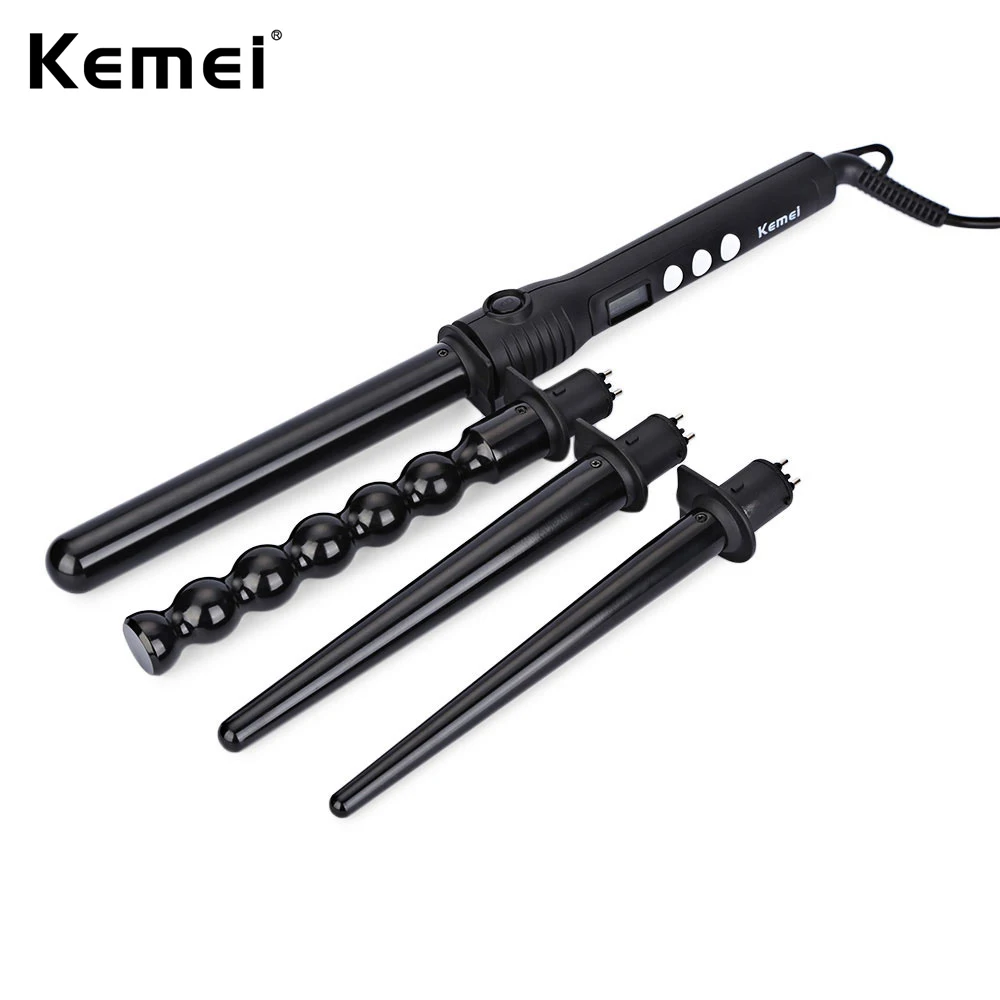Kemei KM 4083 4 в 1 Макияж для волос бигуди ролик съемный щипцы завивки светодиодный