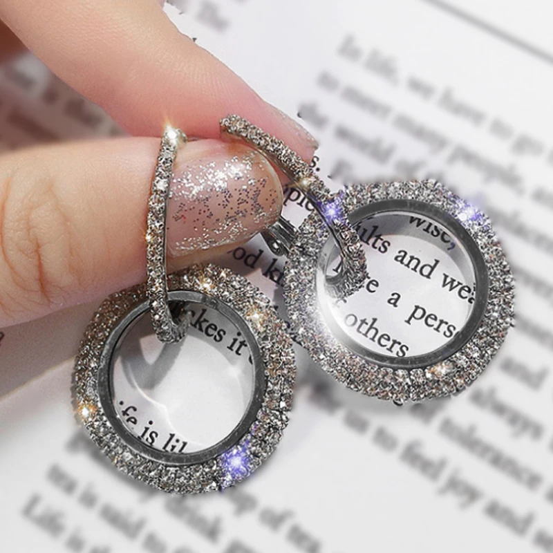 Crystal Round Luxury Jewelry Gift Earrings Geometric Fashion Hoop Women | Украшения и аксессуары