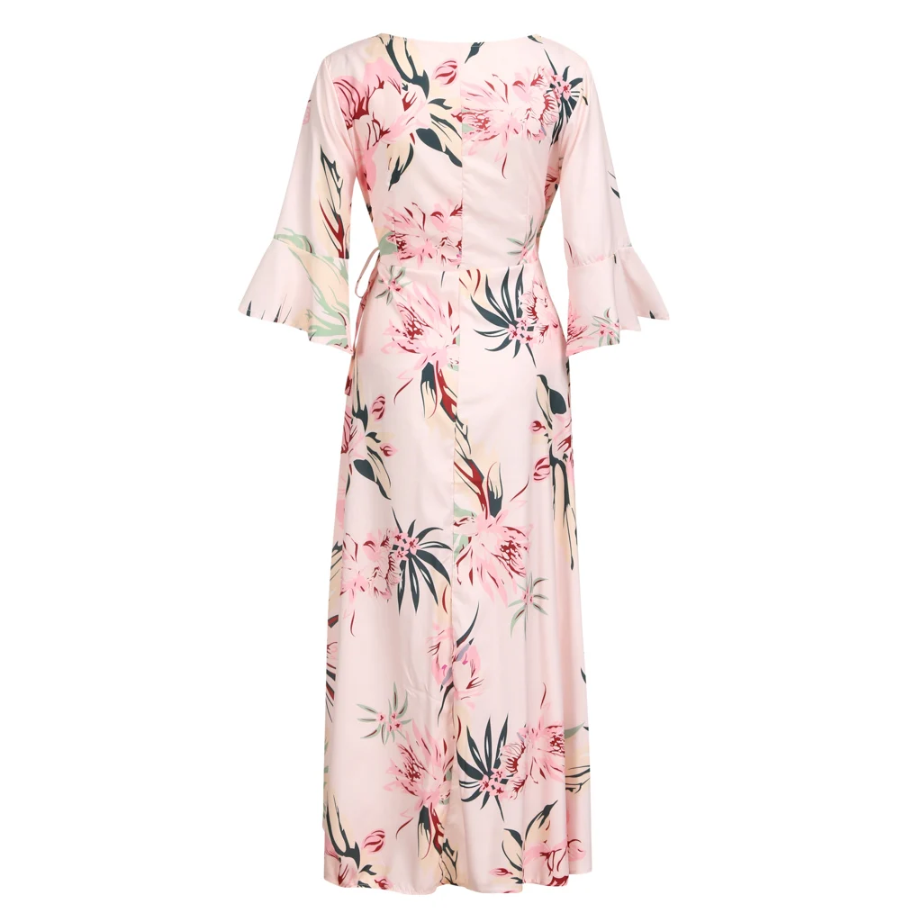 Женское длинное платье-макси в стиле бохо вечернее платье с v-образным вырезом