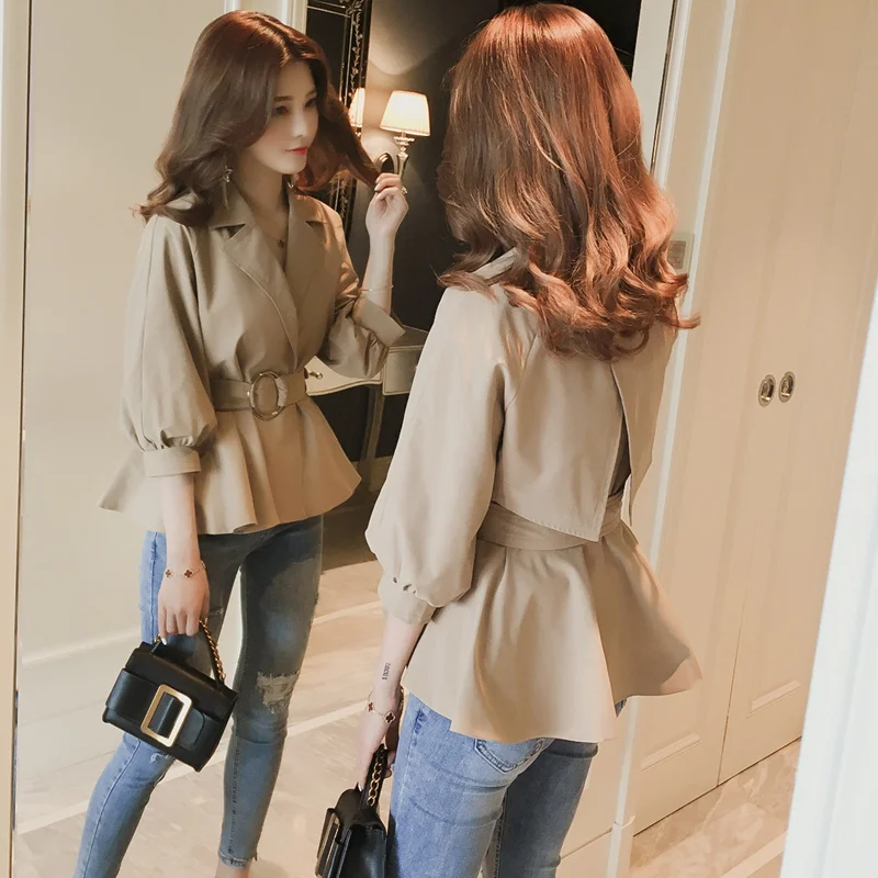 Женская куртка с рукавами фонариками Повседневная Свободная однотонная