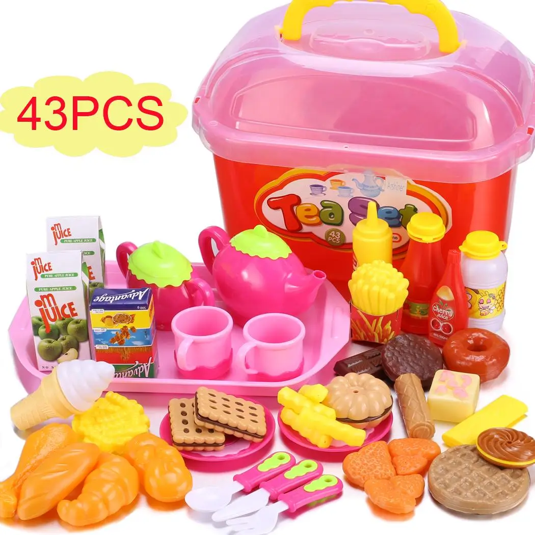 Cute Baby Kitchen Living Toys Simulation Snack Above 2 years Storage Print Developing Cookware toys set | Игрушки и хобби
