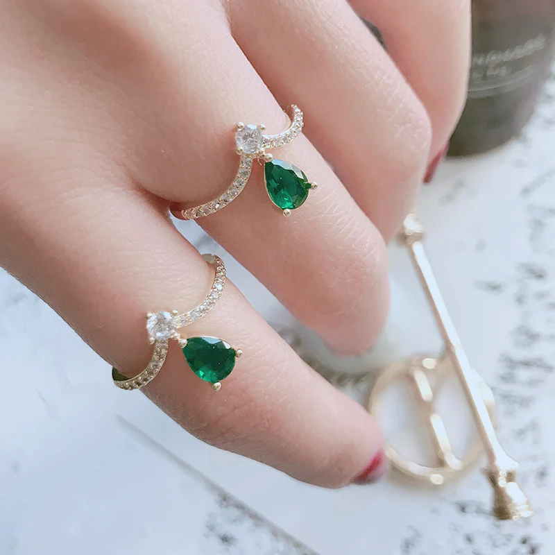 Модное весеннее специальное эксклюзивное кольцо золотистого цвета в форме капли