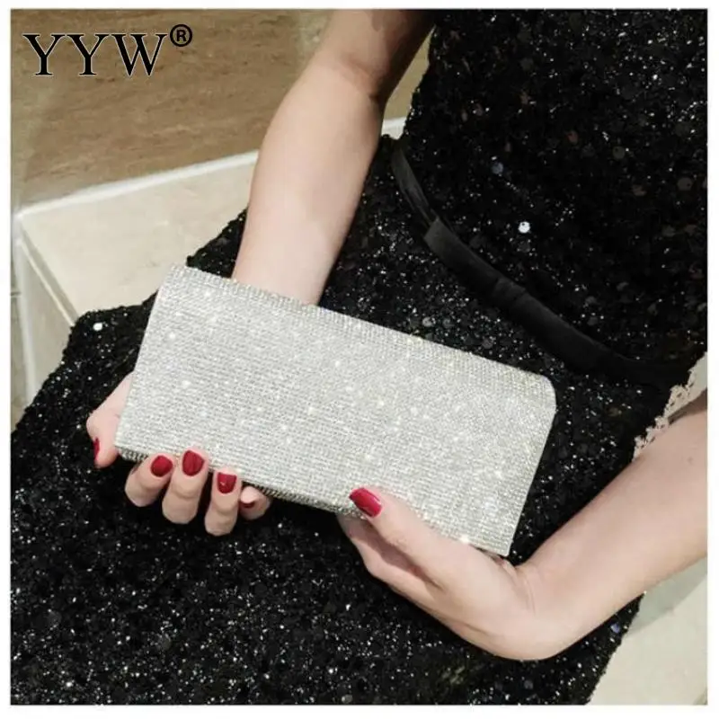 Золотая женская свадебная Сумка клатч Стразы Длинный кошелек ручная сумка и