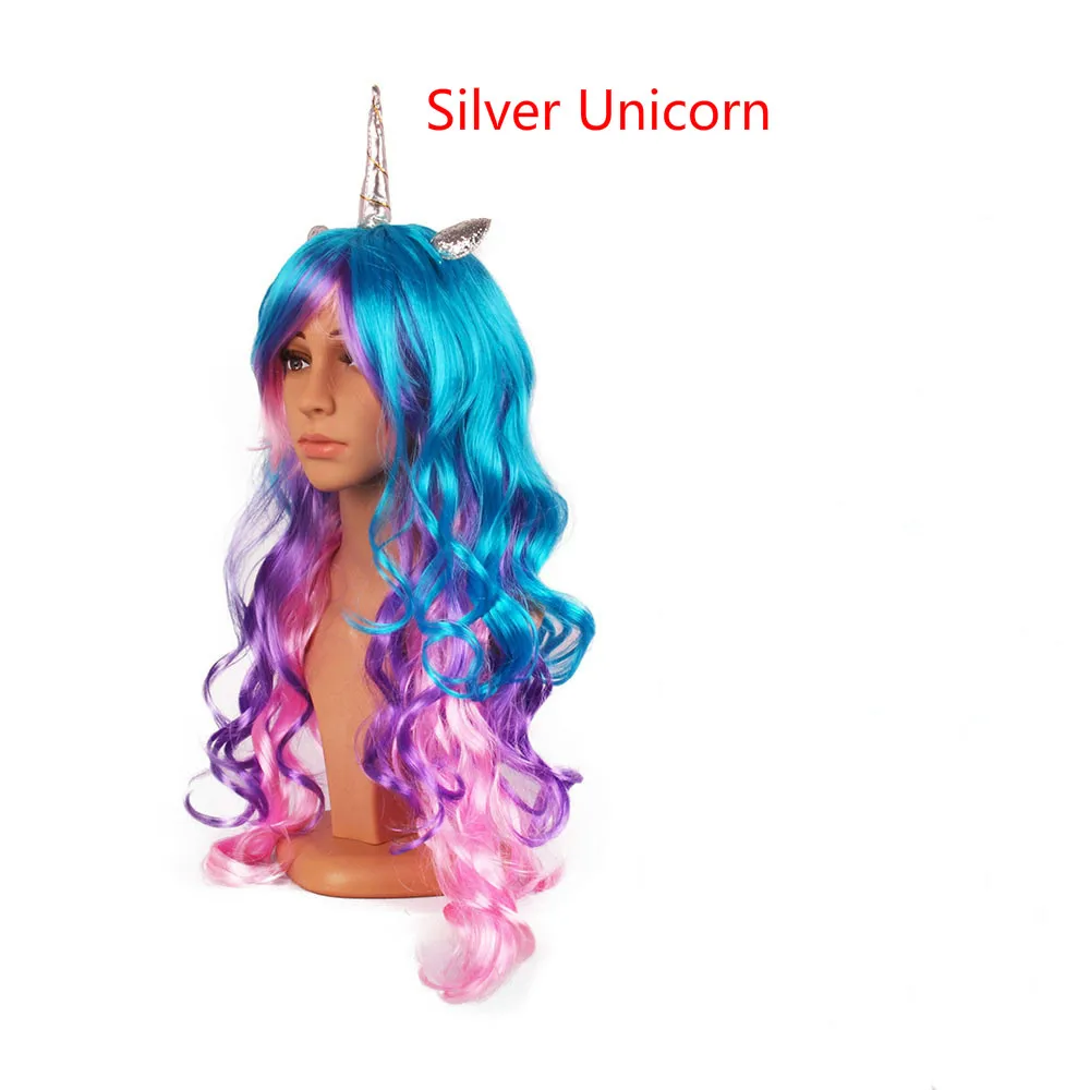 Парик Радужный Единорог для женщин цветной длинный кудрявый парик косплея