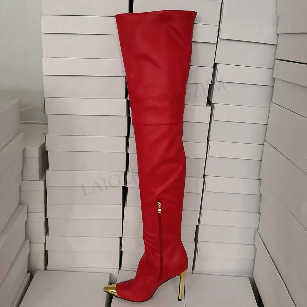 Женские высокие сапоги на шпильке с острым носком молнии|Ботфорты| |