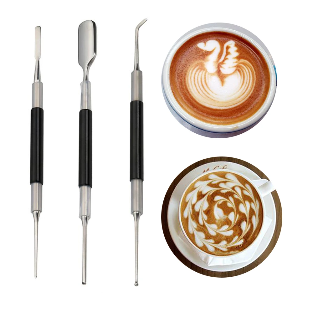 3 шт. нержавеющая сталь профессиональный кофе Искусство ручка Рисование крюк