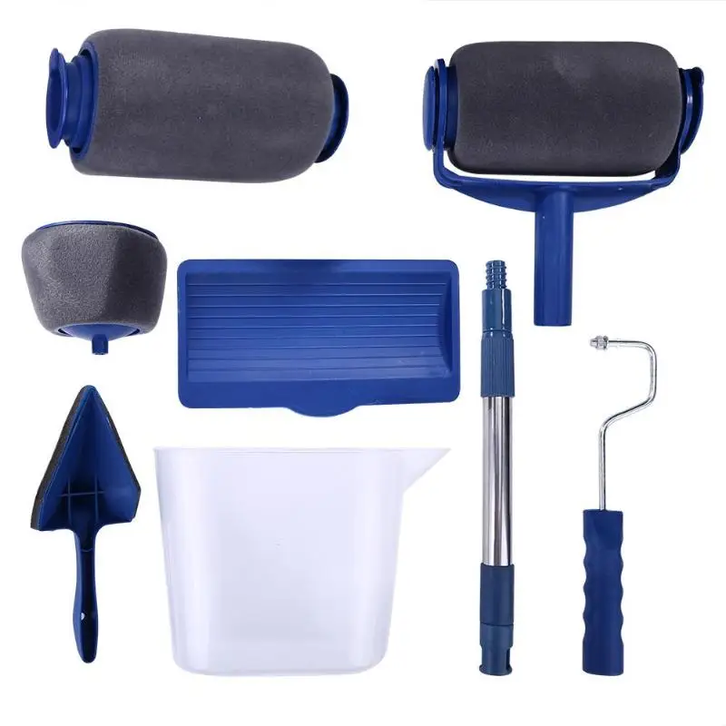 

6/7pcs Paint Brush Handle Tool Runner Roller Pro Rollers Wall Painting Kit Walls Set Edger Room Home Garden + Extension Pole Tub