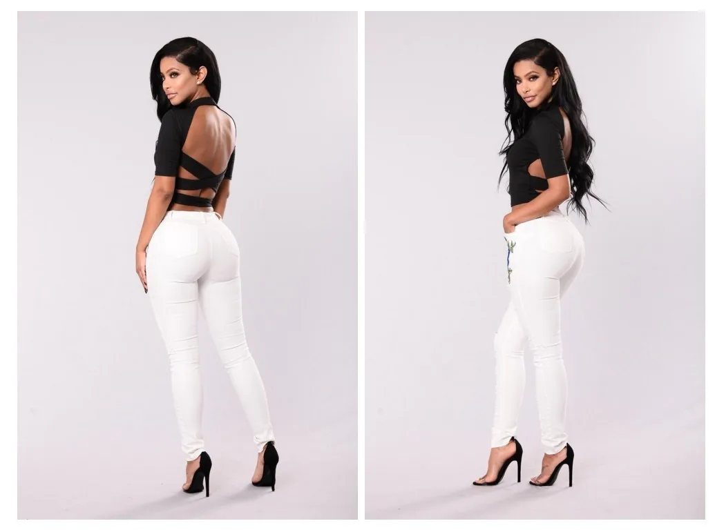 Черные и белые женские джинсы с вышивкой маленькие брюки рваные для девочек