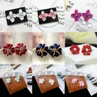 Модные женские серьги-гвоздики в виде лепестков из акрилового сплава, идеальный аксессуар для себя и друзей, серьги с цветами и кристаллами Стразы