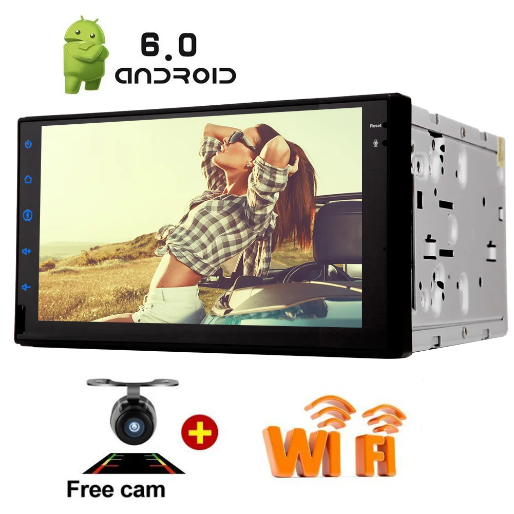 Double 2 DIN Car Stereo Android 6.0 GPS Navi Touch Screen Radio Bluetooth Head Unit WiFi/FM/AM/RDS/AUX/USB + Free Camera | Автомобили и