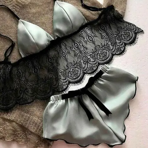 Женское сексуальное сатиновое кружевное нижнее белье babydoll ночная рубашка