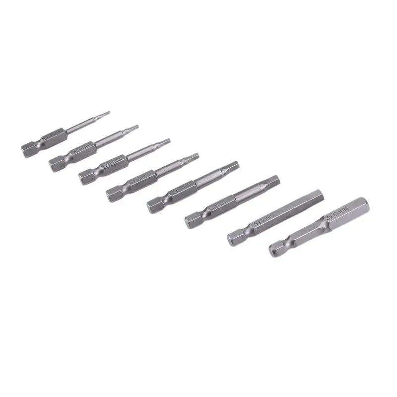 

8pcs Magnetic Hexagon Screwdriver Bit S2 Steel 1/4 Inch Hex Shank Screw Drivers Set 50mm Length H1.5-H8