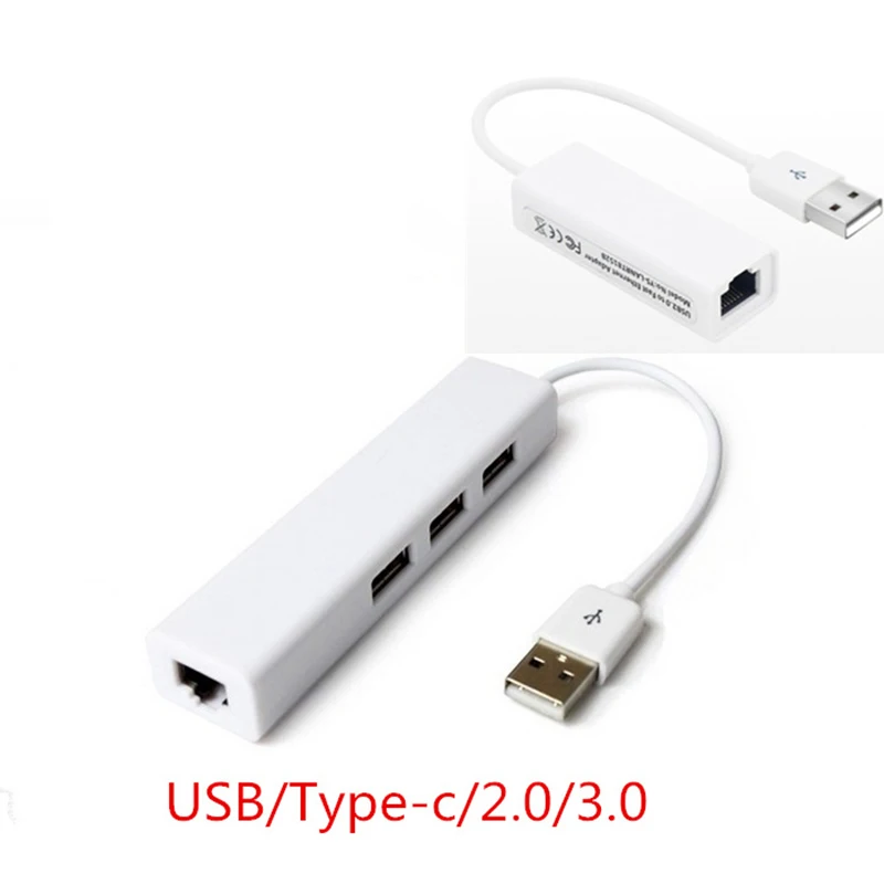 USB Ethernet с 3 портами HUB 2 0 RJ45 Lan сетевая карта в адаптер для Mac IOS Android PC Windows 7 XP ноутбука