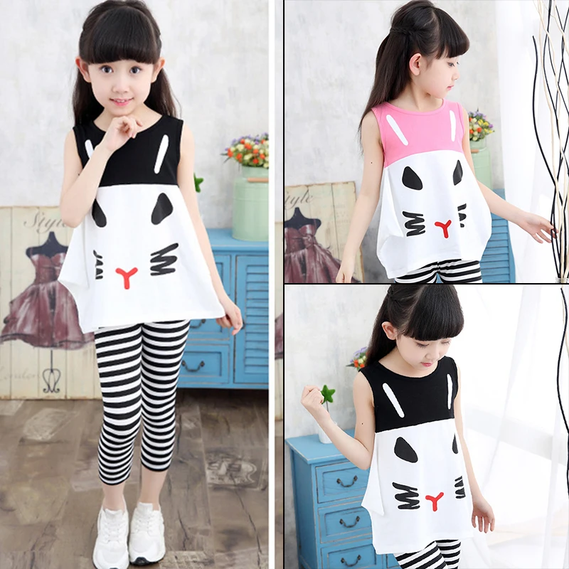 Новый модный детский повседневный летний милый комплект из 8/600 топа с круглым