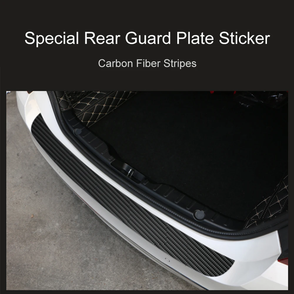 Universal Trunk Rear Guard Plate Sticker Car Bumper Trim Anti-Kicked Scratch Protection Strip 3D Carbon Fiber Film | Автомобили и