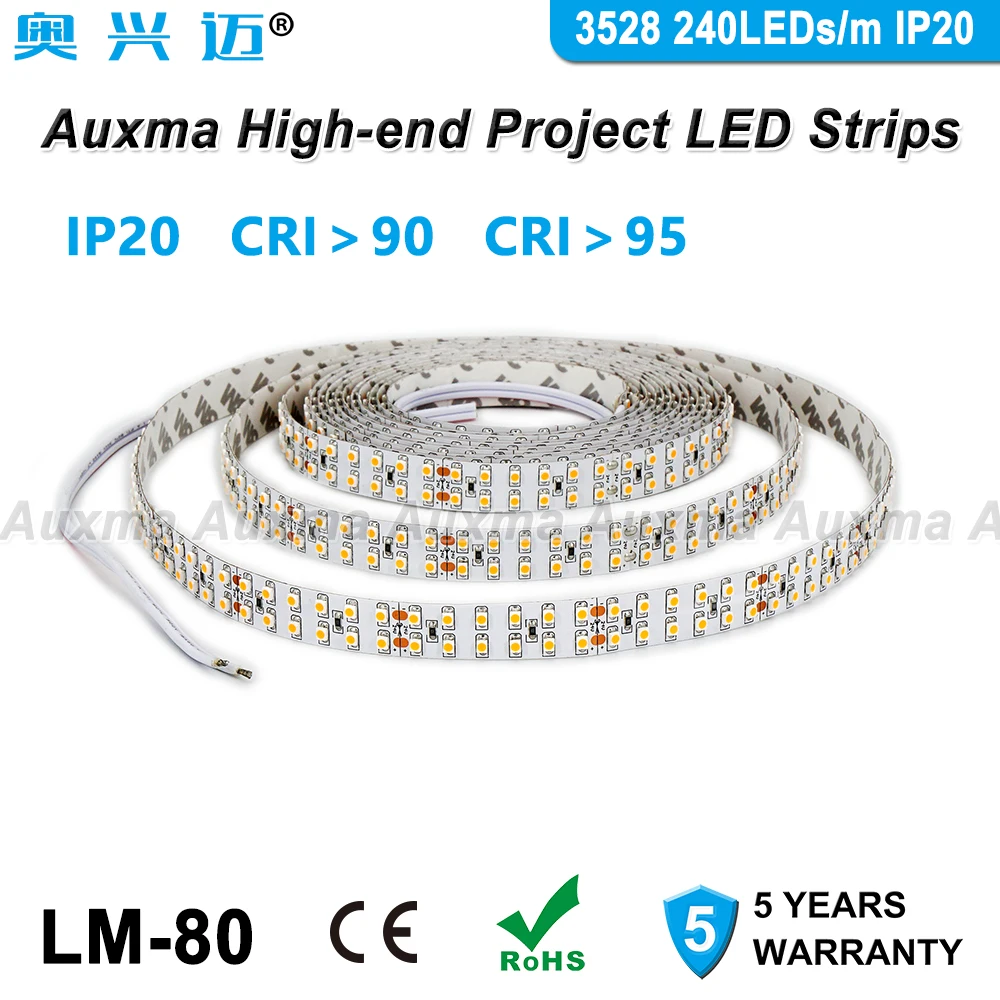 3528 240 светодиодный s/m светильник CRI95 CRI90 PCB шириной 15 мм двухрядный IP20 DC24V 19 2 Вт/м 1200
