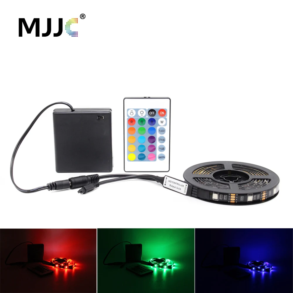 

LED Strip Battery Operated Tira LED RGB Stripe 5V Adjustable Waterproof Battery Powered Remote Control Camping Decorative Lamp