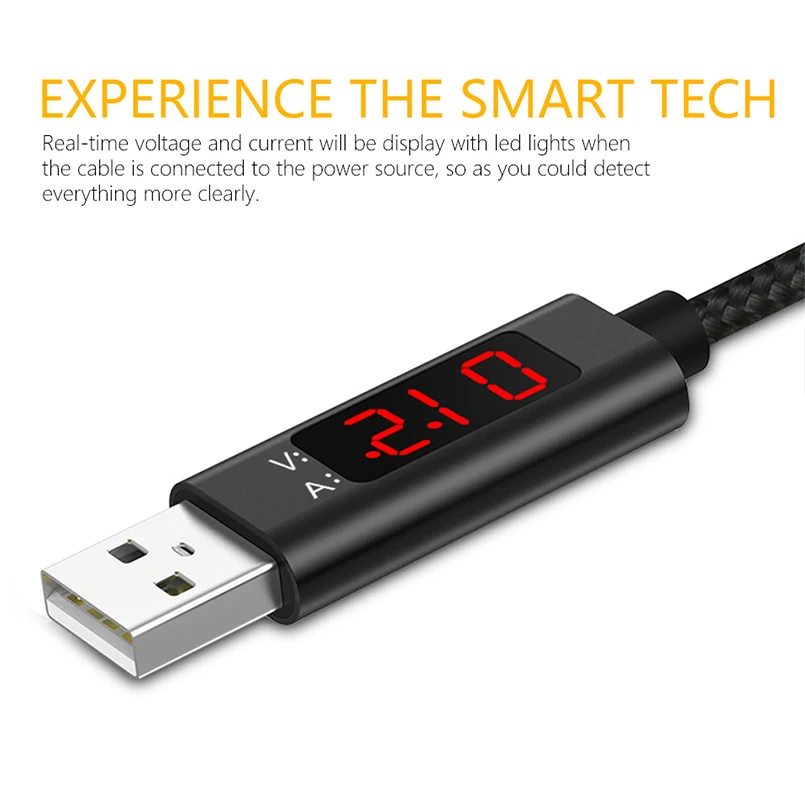 Микро светодиодный кабель usb напряжение Быстрая зарядка для Android микро USB