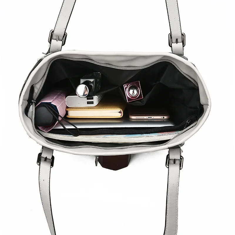 Женские сумки с ручками Witfox черные классические из натуральной кожи большой