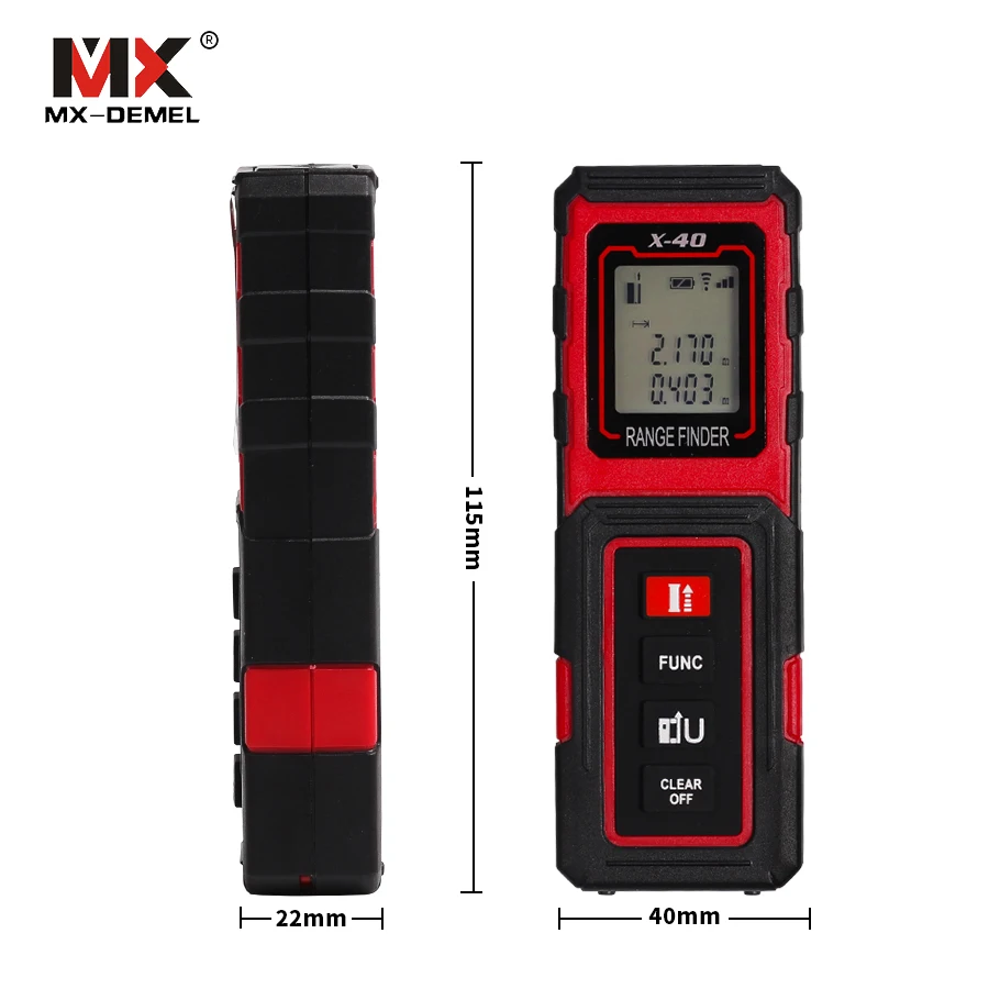 MX-DEMEL 40M Range Finder Laser X-40 Tape Measure Tester New Mini Handheld Rangefinder Distance Meter Digital Instrument |