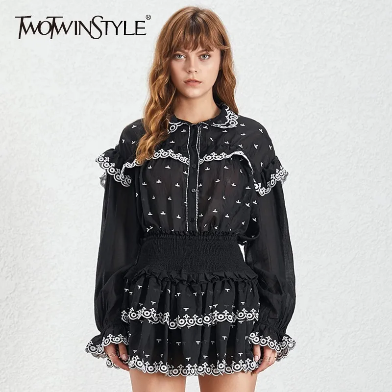 Женский комплект из двух предметов TWOTWINSTYLE облегающий мини юбка с отложным