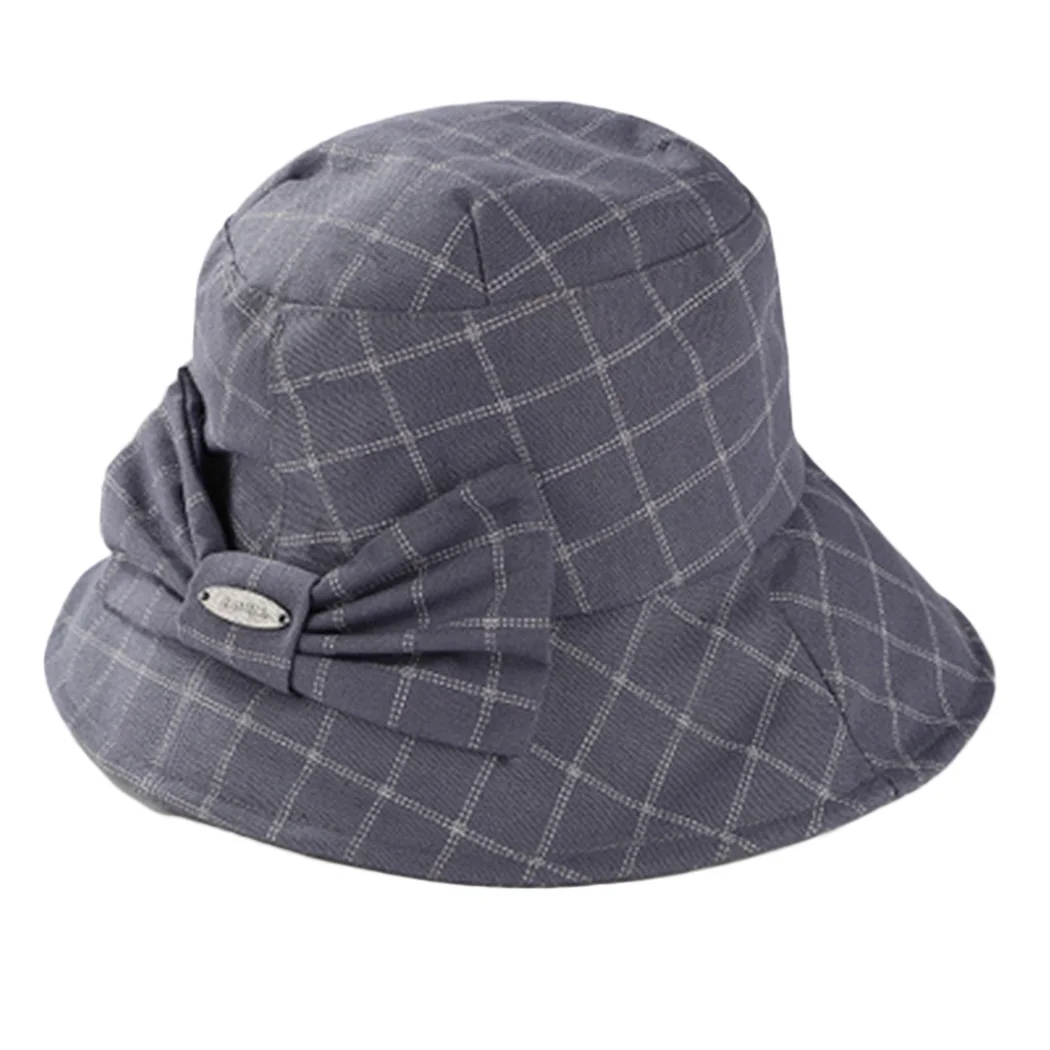 Милый плед лук Панама лето осень мода сплошной цвет кепки s Элегантный для женщин