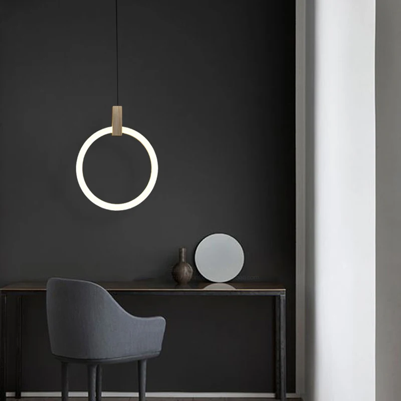 SETTEMBRE Nordic and Modern Creative LED Ring Wood Pendant Light Living Room Dining Long | Лампы и освещение
