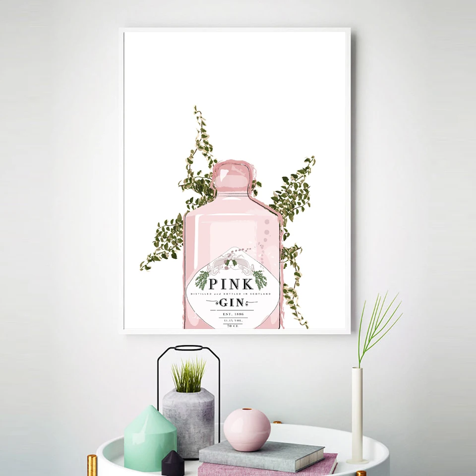 Модный плакат в виде книги Vogue Girl Pink Gin настенная Картина на холсте скандинавские