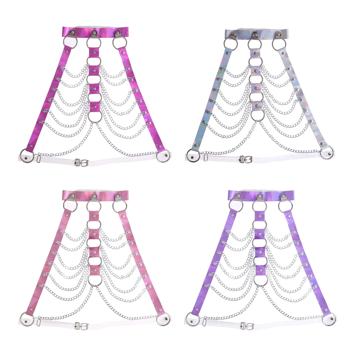 Womens Halter Caged Bra Harness Party Roleplay Chain Bondage Belt Festival Rave Costume Sexy Night Clubwear Pastel Top | Тематическая
