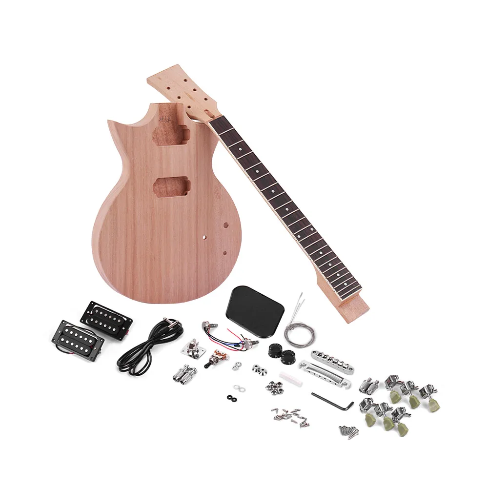 Muslady незавершенный DIY Электрогитара Комплект Корпус из красного дерева и