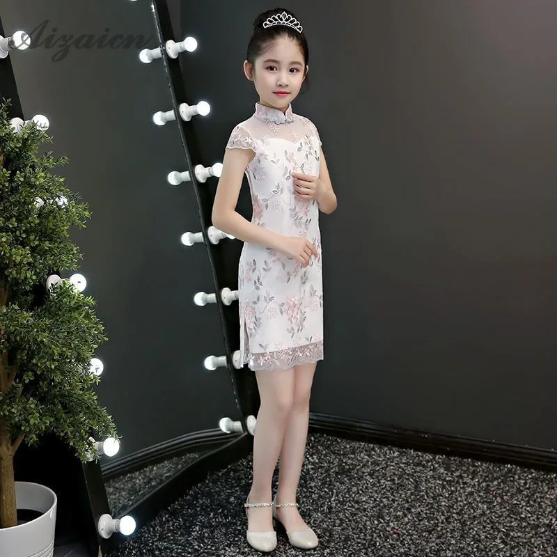 Модное детское короткое платье чонсам современное принцессы детские платья Qipao