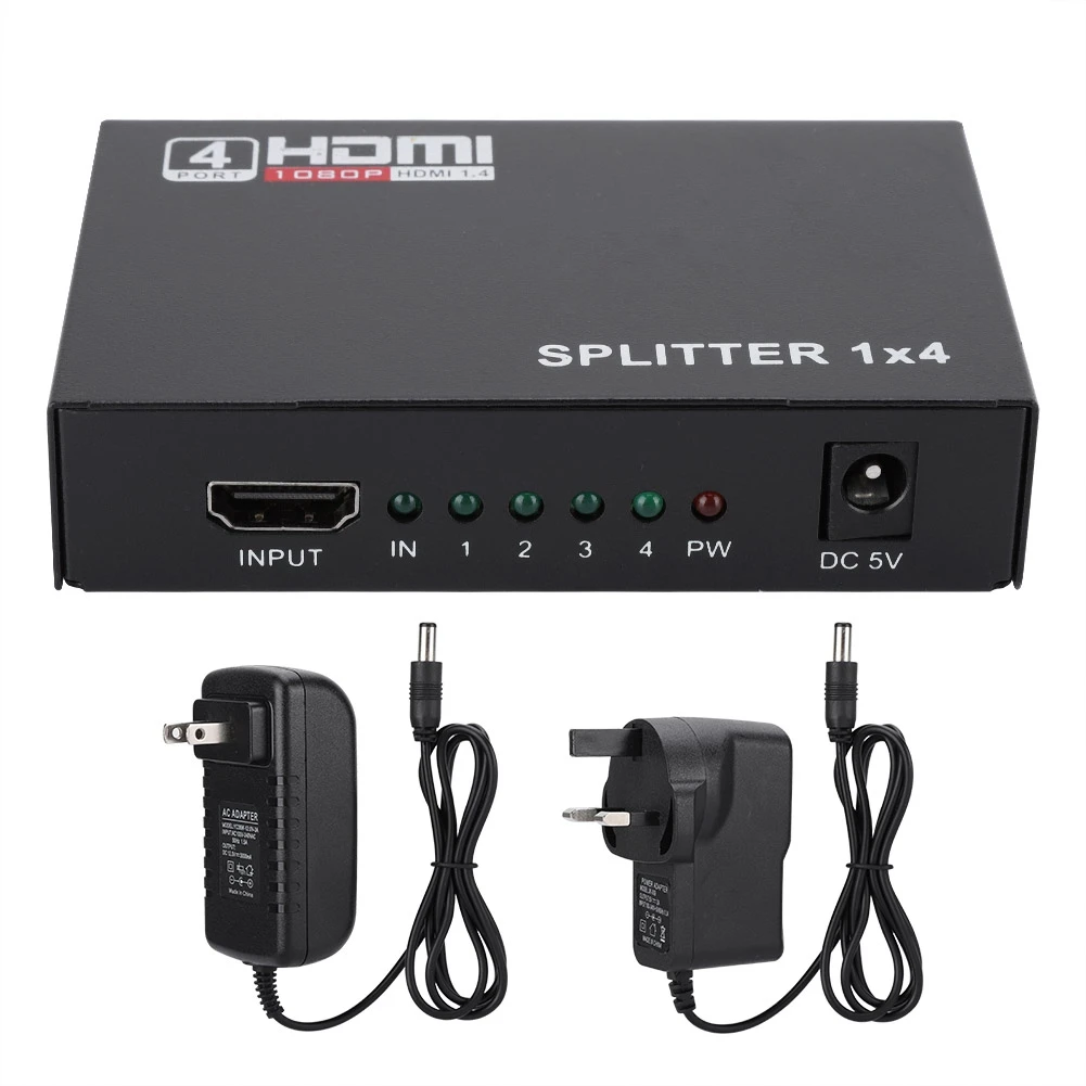 HD сплиттер концентратор 1 вход 4 выхода HDMI кроссовер конвертер адаптер 100-240 в