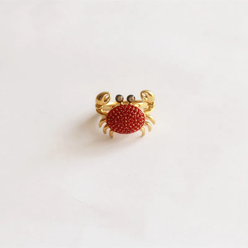 

Cute pet crab full stones rings 7size